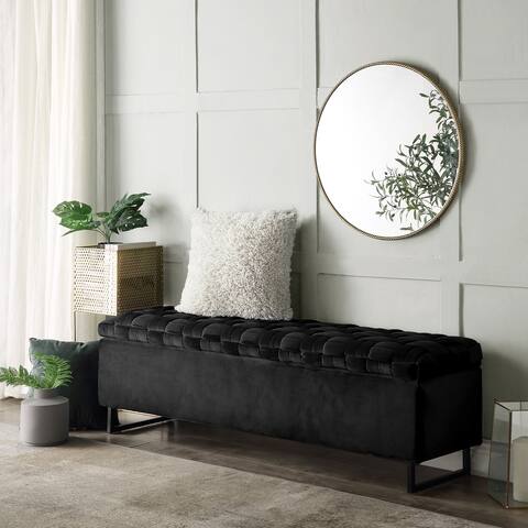 Lilliana Upholstered Velvet Storage Bench For Living Room
