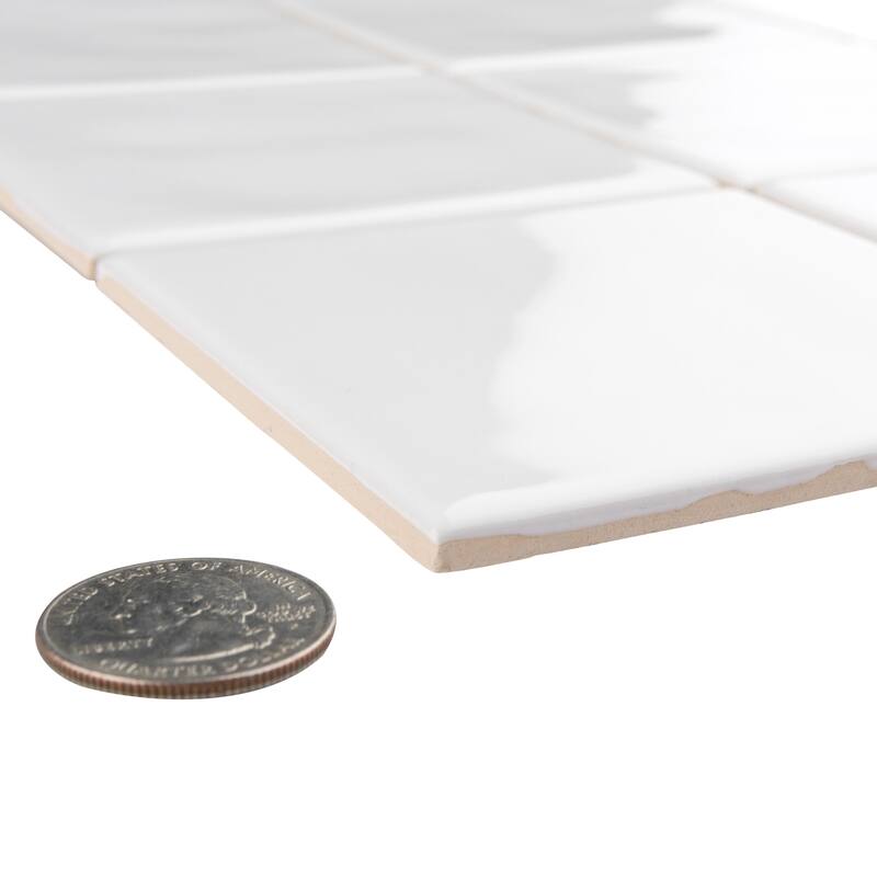 Merola Tile Twist Square White Ice 11-3/4" x 11-3/4" Ceramic Mosaic Wall Tile