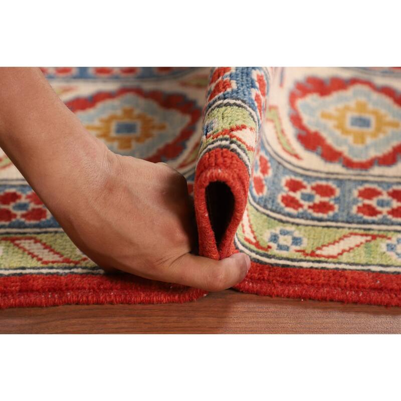 Geometric Red Kazak Oriental Area Rug Handmade Wool Carpet - 6'8" x 9'9"