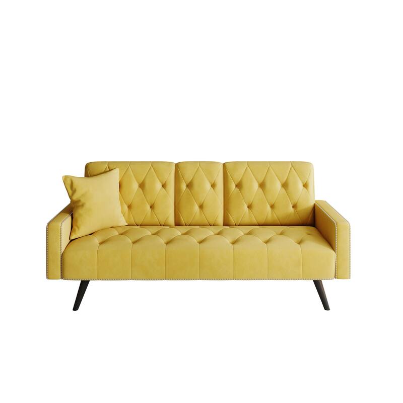 72 inch Velvet Sofa Bed With Two Cup Holders