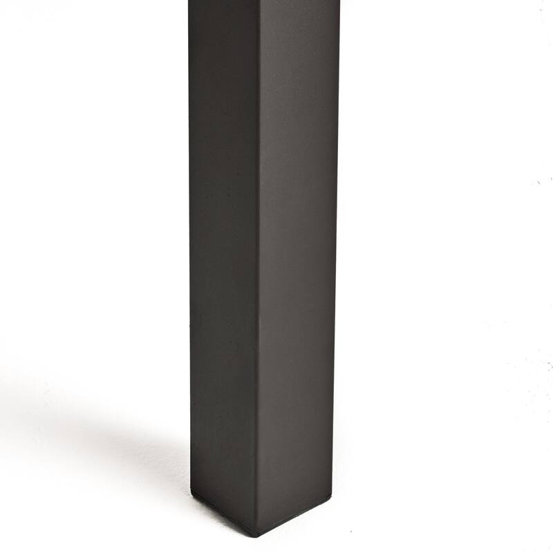 Della Outdoor Acacia Wood Dining Table with Metal Legs, Grey Finish / Rustic Metal