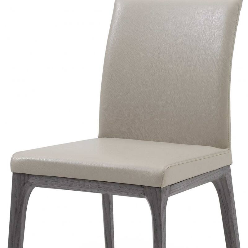 HomeRoots Set of Two Taupe And Gray Upholstered Faux Leather Dining Side Chairs