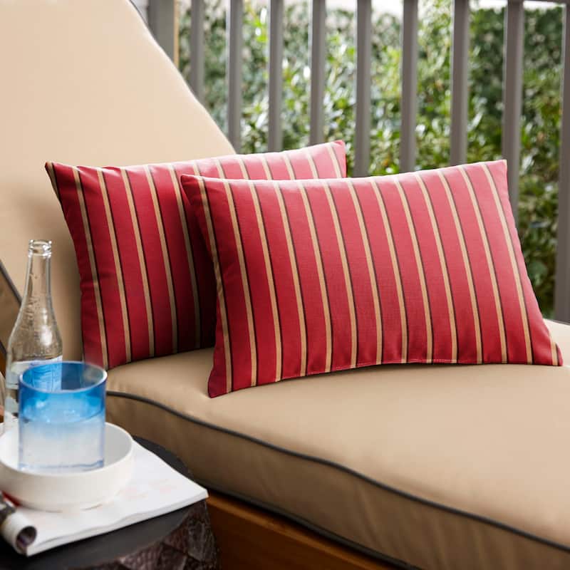 Sunbrella Harwood Crimson Indoor/Outdoor Knife Edge Pillow (Set of 2) - 12 in L x 24 in W