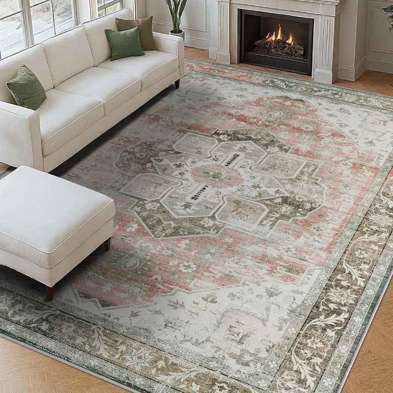 Bohemian Faux Cashmere Rug - 9' x 12' - Orange