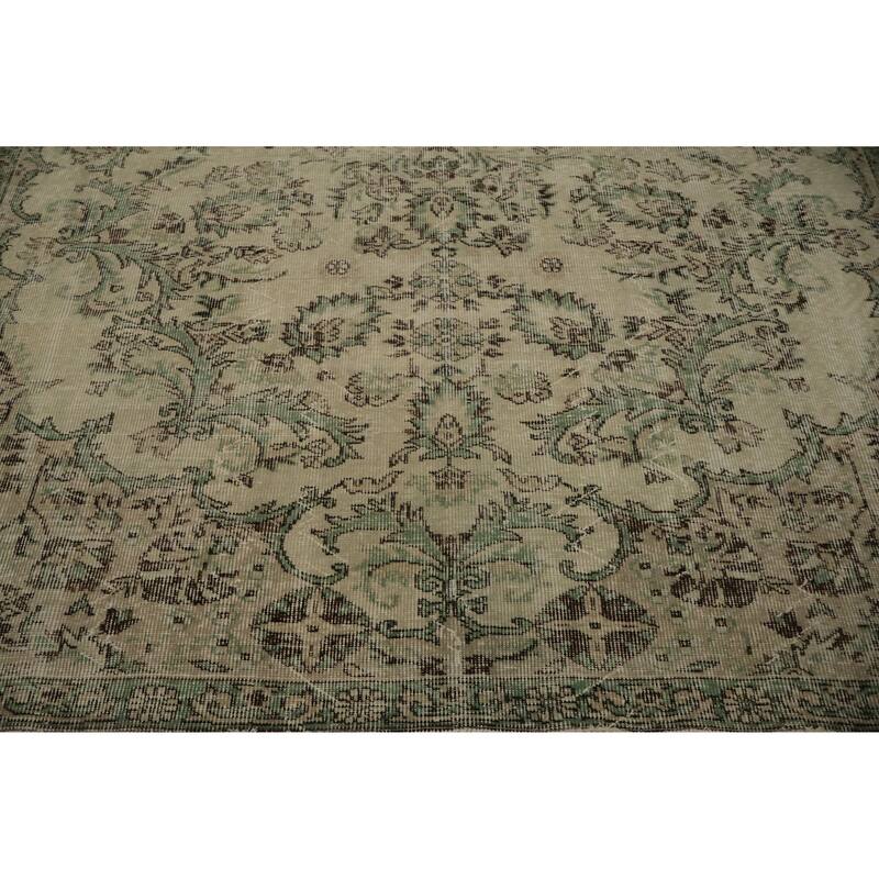 Hand Knotted Oriental 100% Wool Carpet Transitional Floral Beige & Ivories Anatolian Area Rug - 8' 11'' X 6' 6''