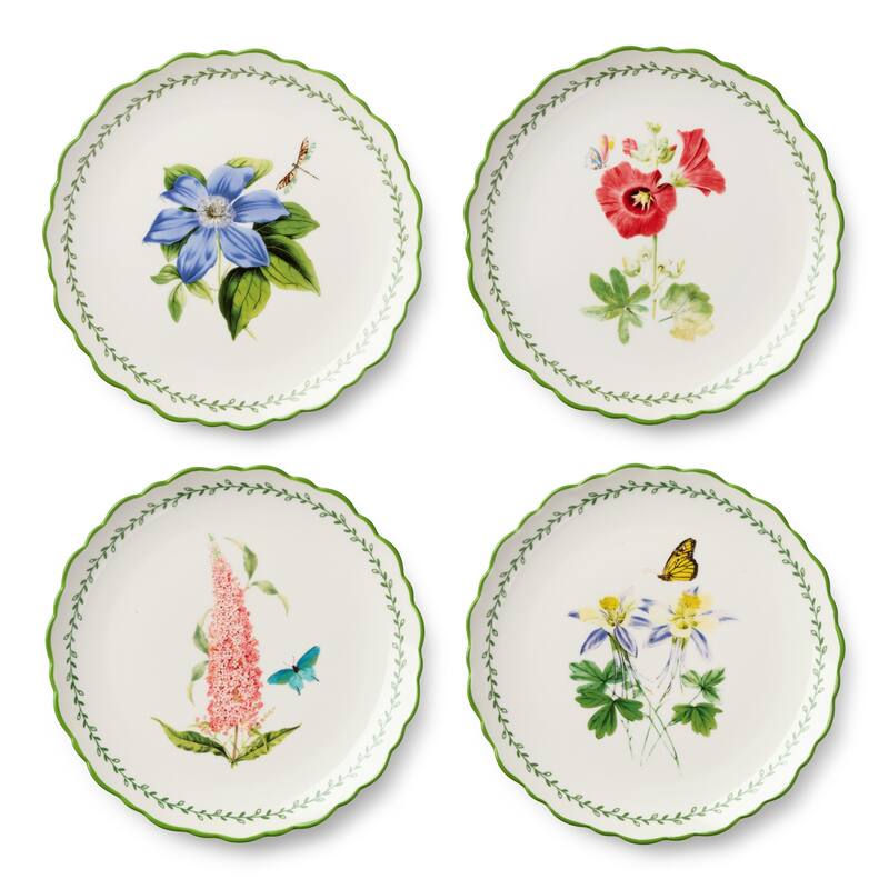 Certified International Mirabella 8.5" Salad/Dessert Plates, Set of 4 Assorted Designs - 8.50"L x 8.50"W x 0.88"H