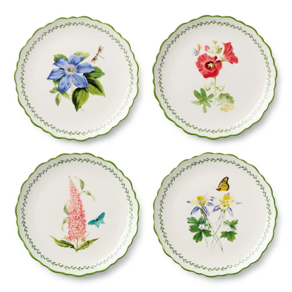 Certified International Mirabella 8.5" Salad/Dessert Plates, Set of 4 Assorted Designs - 8.50"L x 8.50"W x 0.88"H