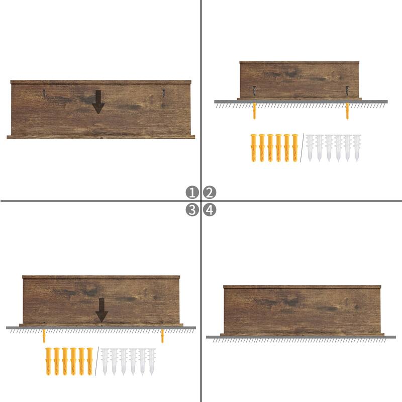 Homy Casa U-Shaped Wall-Mounted Floating Shelf Set of 4, Black & BR