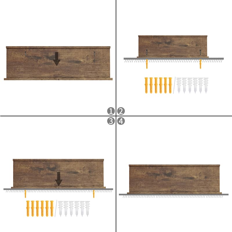 Homy Casa U-Shaped Wall-Mounted Floating Shelf Set of 6, Black & BR