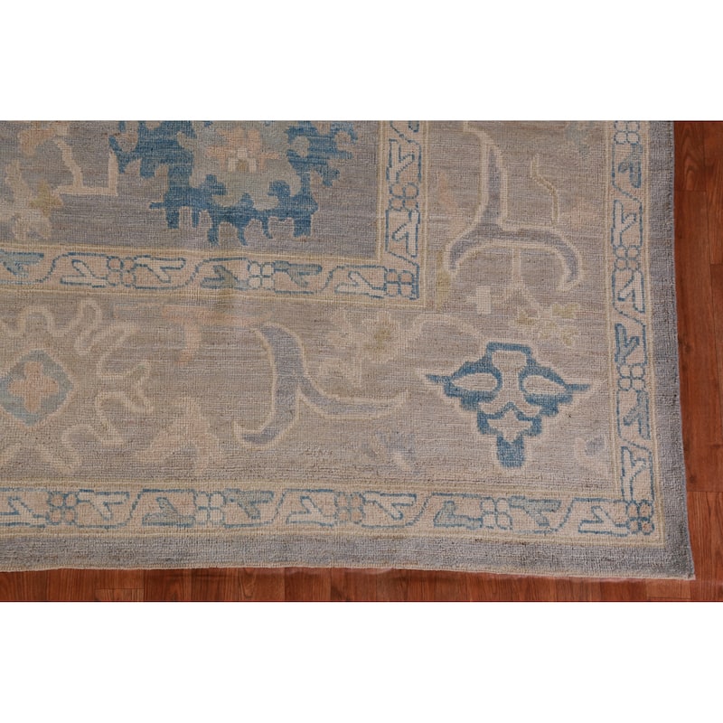 Hand Knotted Oriental 100% Wool Carpet Transitional All-Over Greys & Charcoal Oushak Area Rug - 13' 10'' X 10' 2''