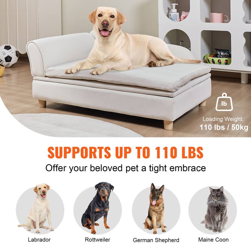 VEVOR Pet Sofa, Dog Couch for Dogs and Cats, Soft Velvety Dog Sofa Bed