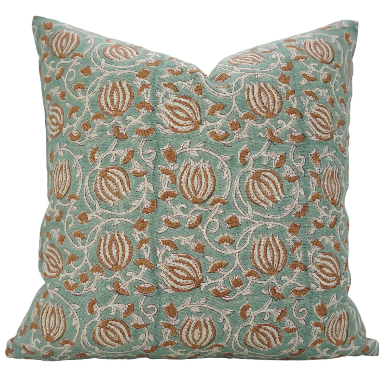 Fabdivine Hand Block Print Pillow Cover Linen Farmhouse Home Decoration, 6 Kamal