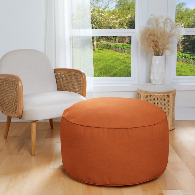 Sorra Home Sunbrella Large Round Bean Pouf - 30 x 30 x 15 - Canvas Rust