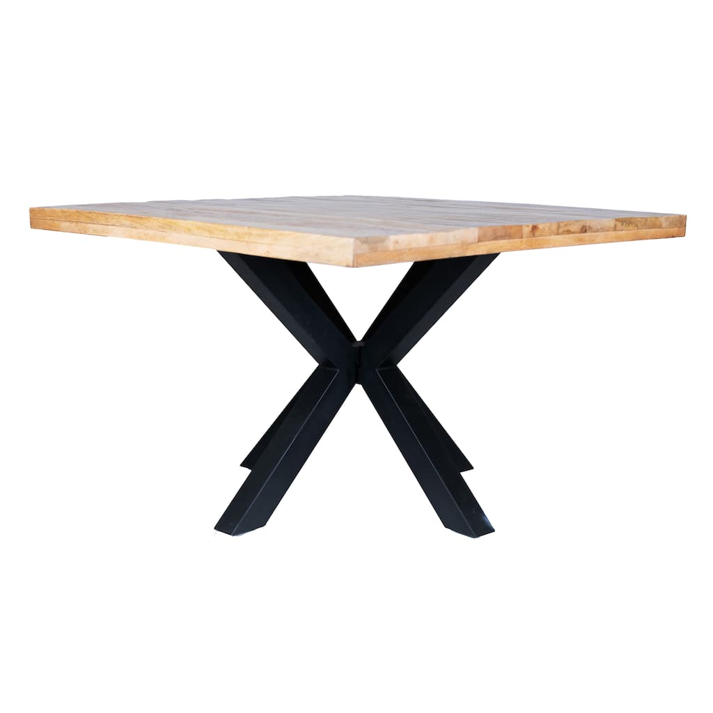48" Square Dining Table, Solid Mango Wood with Sturdy Metal Spider Leg