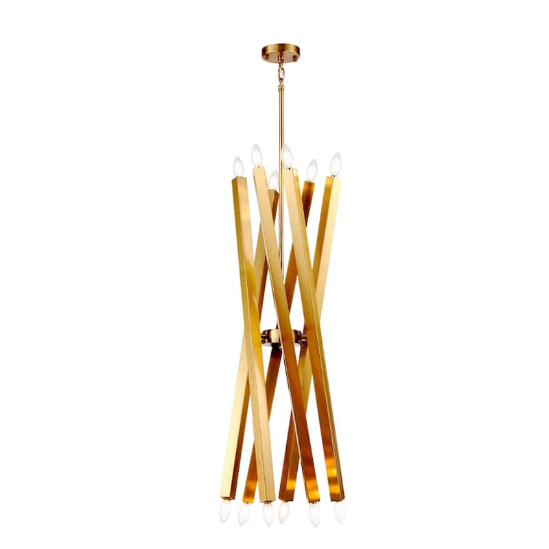 Sleek Viper Nordic Gold Sputnik 12 Light Modern Barre Chandelier