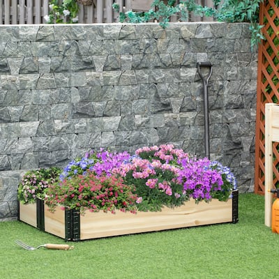 Foldable Raised Garden Bed Wooded Elevated Ground Planter Box Outdoor Open-bottom Garden Bed for Vegetables Herb
