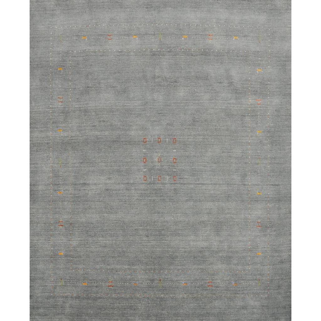 Hand Knotted Oriental 100% Wool Carpet Tribal Animal Pictorial Greys & Charcoal Gabbeh Area Rug - 8' 8'' X 8' 11''