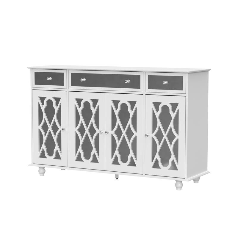 Timechee 55.1'' Accent Storage Cabinet Mirror Sideboard Buffet Cabinet