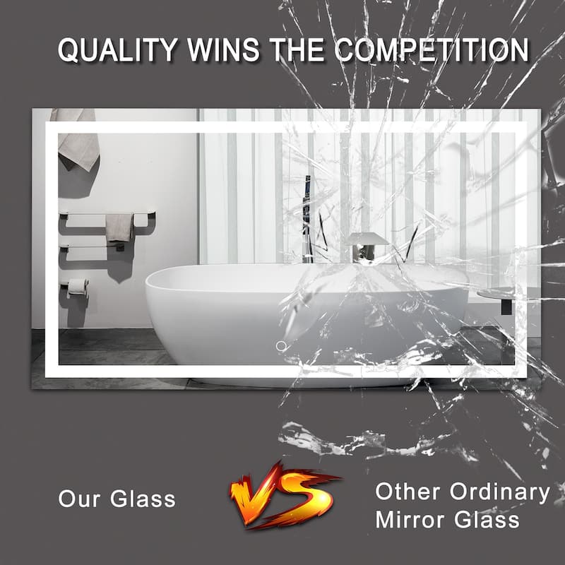 60X36 LED Bathroom Mirror - Silver