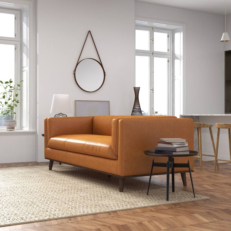 Brazil Mid Century Modern Top Genuine Leather Sofa