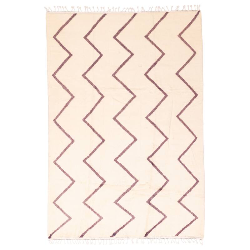 ECARPETGALLERY Hand-knotted Pak Finest Marrakesh Cream Wool Rug - 6'10 x 9'8