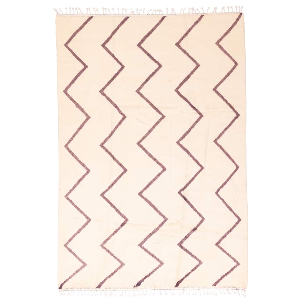 ECARPETGALLERY Hand-knotted Pak Finest Marrakesh Cream Wool Rug - 6'10 x 9'8