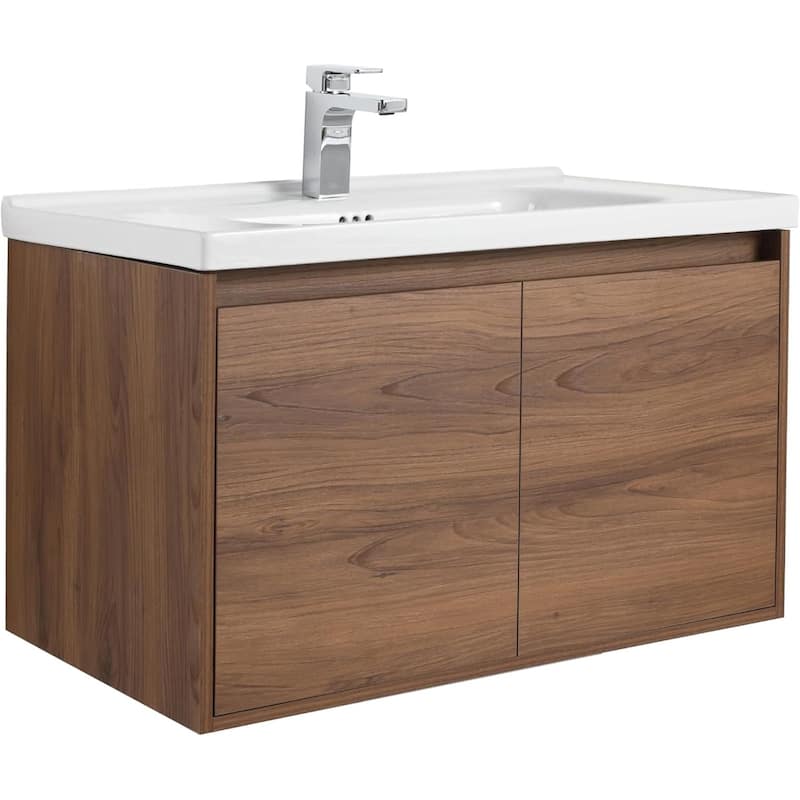 Blossom 32" Floating Bathroom Vanity with Ceramic Sink & Storage