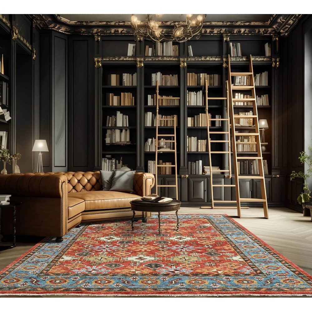 LoomBloom Multi Size Arts & Crafts Oushak Wool Area Rug in Coral