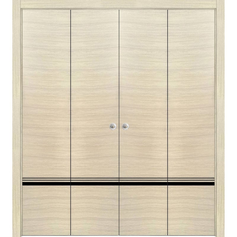 Bi-fold Doors 56 x 80 Planum 0012 Natural Veneer with Sturdy Tracks - 96" x 84" (4* 24x84)