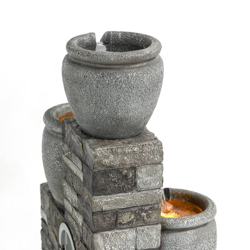 Teamson Home 30.71" 4-Tier Solar-Powered Outdoor Water Fountain