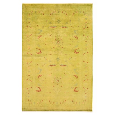 ECARPETGALLERY Hand-knotted Vibrance Lime Wool Rug - 6'0 x 9'3