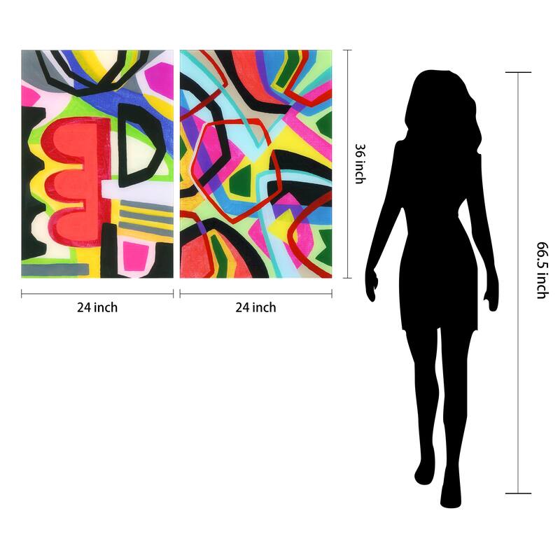 "Bold Shape Shift I & II" Frameless Free-Floating Reverse Printed Tempered Art Glass