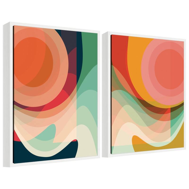 Kate and Laurel Sylvie Summer Sun 1 and 2 Framed Canvas Art Set by Alicia Bock - 2pk - 18 x 24