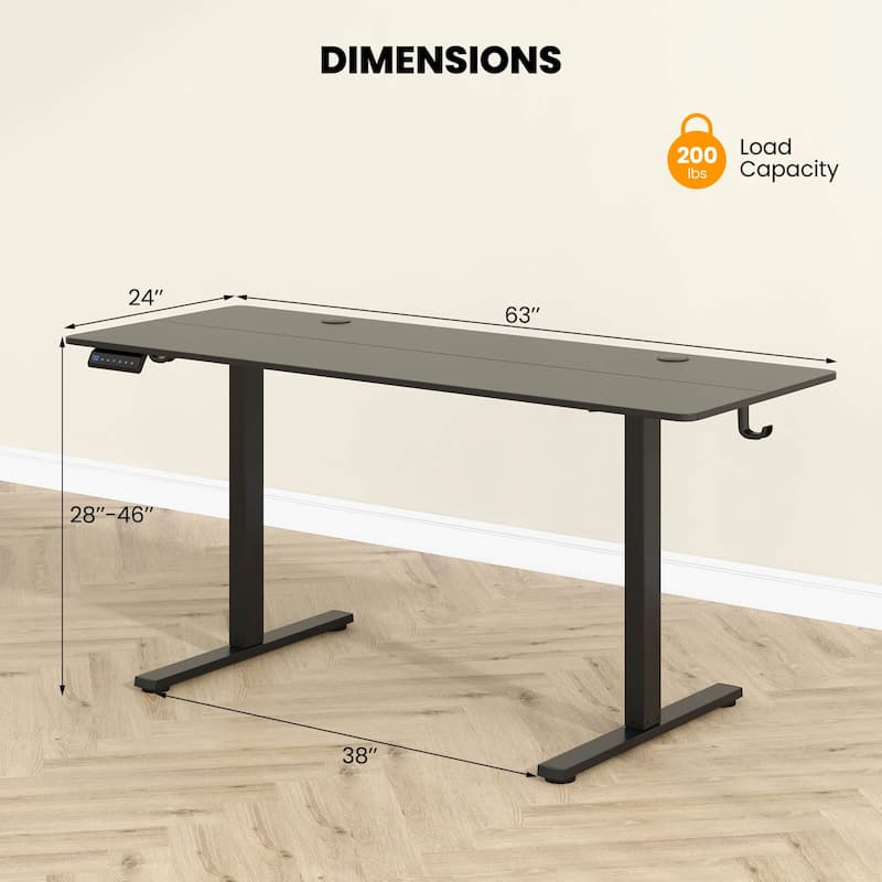 Costway 63 x 24 Inch Sit Stand Desk Height Adjustable Electric - See Details