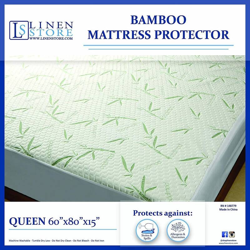 Premium Ultra Soft Bamboo Mattress Protector Water Resistant Breathable Mattress Shield Encasement - White