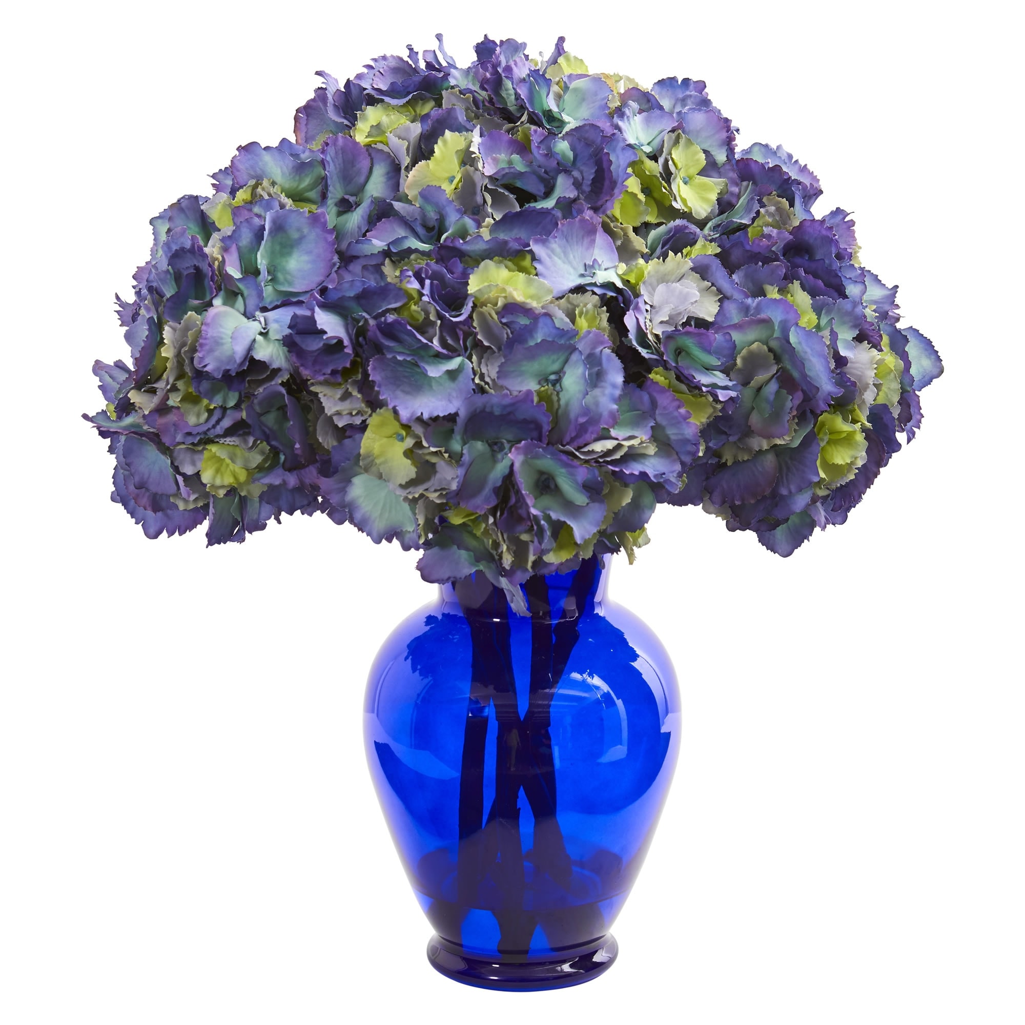 Hydrangea Artificial Arrangement in Blue Vase - Bed Bath