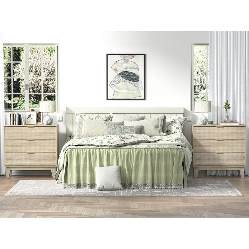 Anmytek Modern 3-Drawer Dresser Wood Chest of Drawers Storage Cabinet for Bedroom