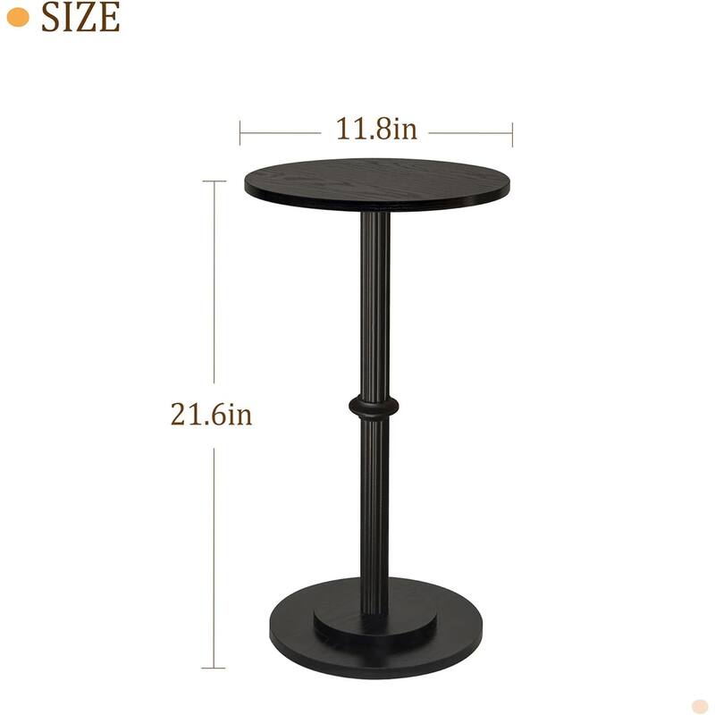Modern Round End Table with Fluted Wood Leg