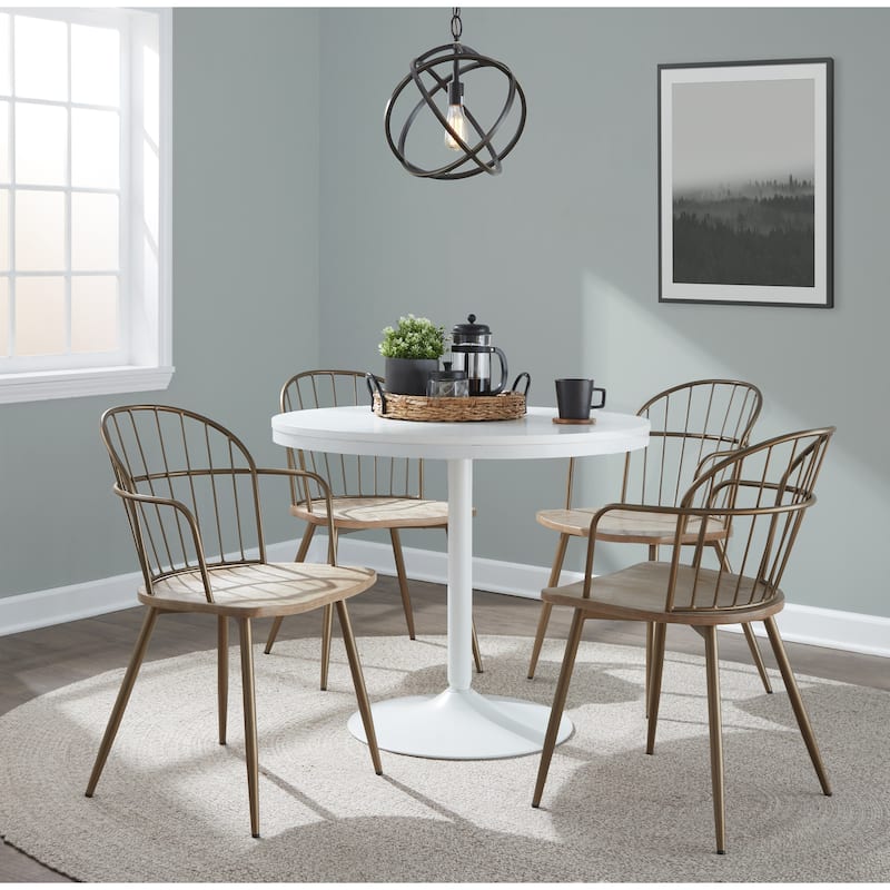 The Gray Barn Ellul Arm Chair with Metal Half-Lap Legs (Set of 2)