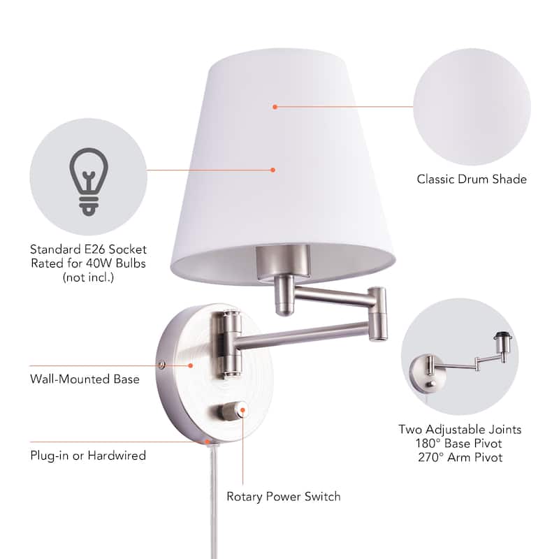 CO-Z Plug-in Swing Arm Wall Mount Sconce