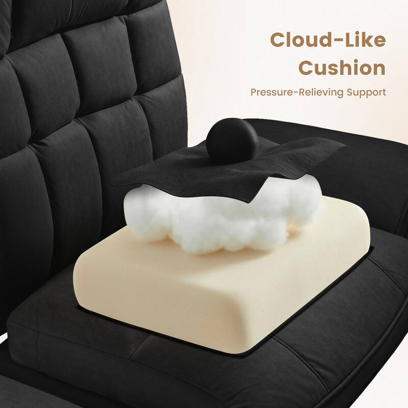 Bossin Cross Legged Office Chair with Adjustable Arms, 135° Reclining Velet Executive Criss Cross Chair with Wheels