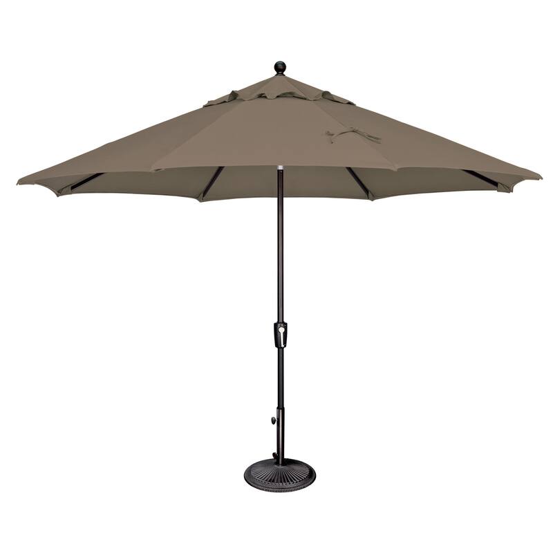 SimplyShade Catalina 11' Octagon Push Button Tilt Umbrella, Black Frame Finish - Taupe