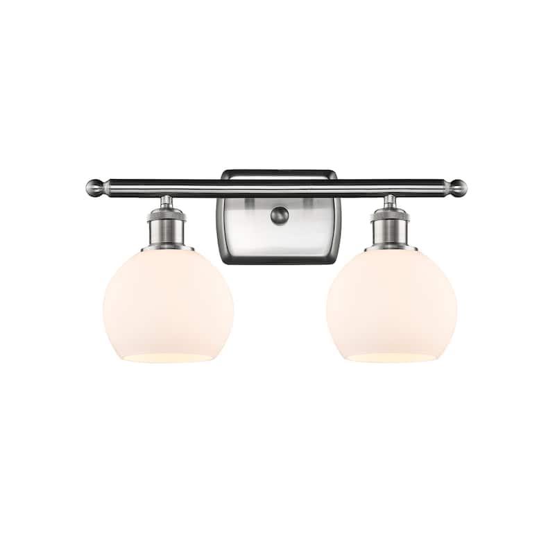 Innovations Lighting 516-2W-9-16 Athens Vanity Athens 2 Light 16" Wide - Brushed Satin Nickel / Matte White