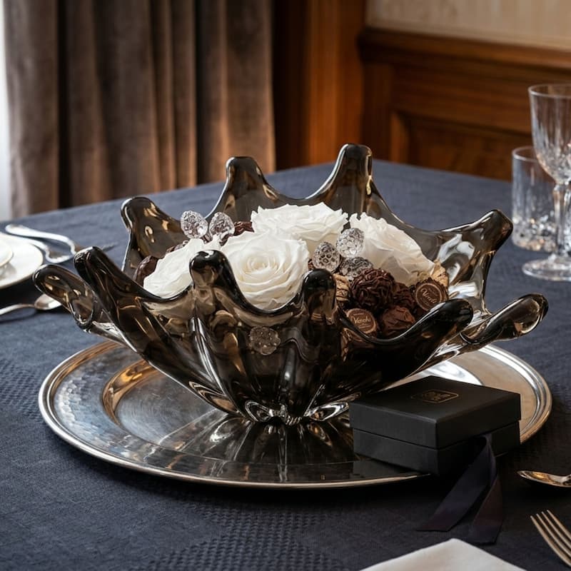 Aria Home Elegant Sculptural Glass Bowl Centerpiece Decorative Accent