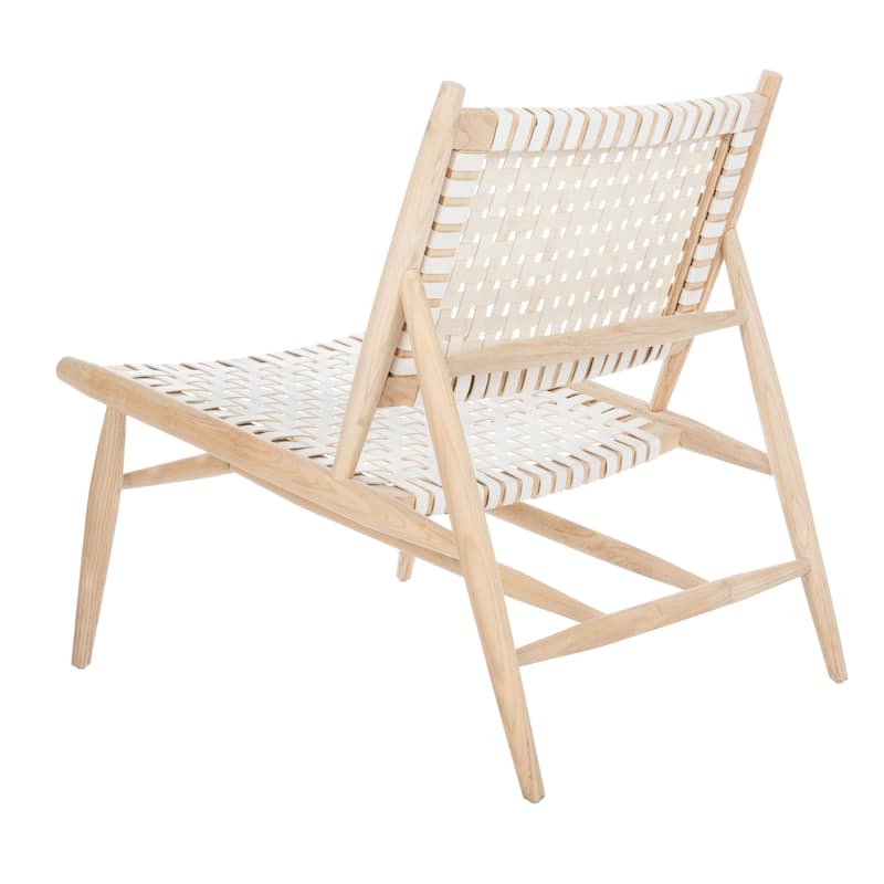 SAFAVIEH Soleil Squared Leather Woven Accent Chair - 26" W x 31.5" L x 30.7" H