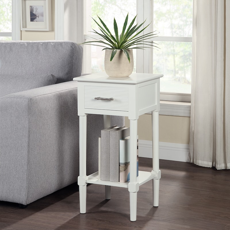 Azalea Park Ribbed Drawer Wood Accent Table with Shelf - 14 W x 13.40 D x 28 H