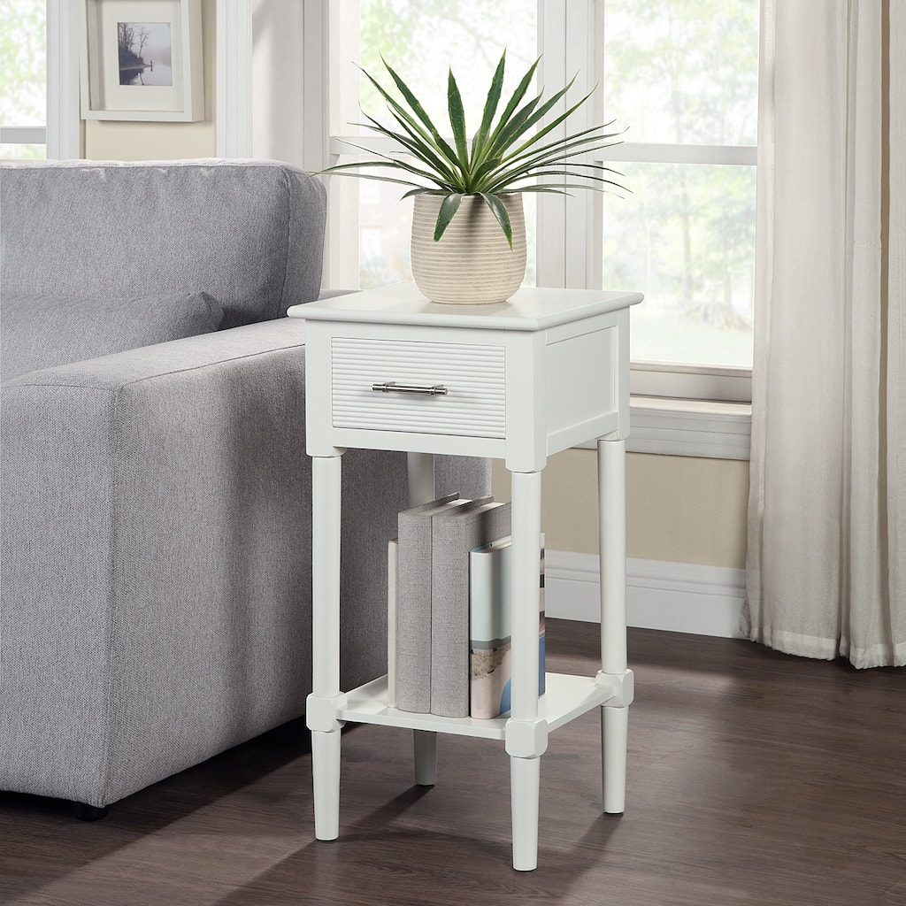 Azalea Park Ribbed Drawer Wood Accent Table with Shelf - 14 W x 13.40 D x 28 H
