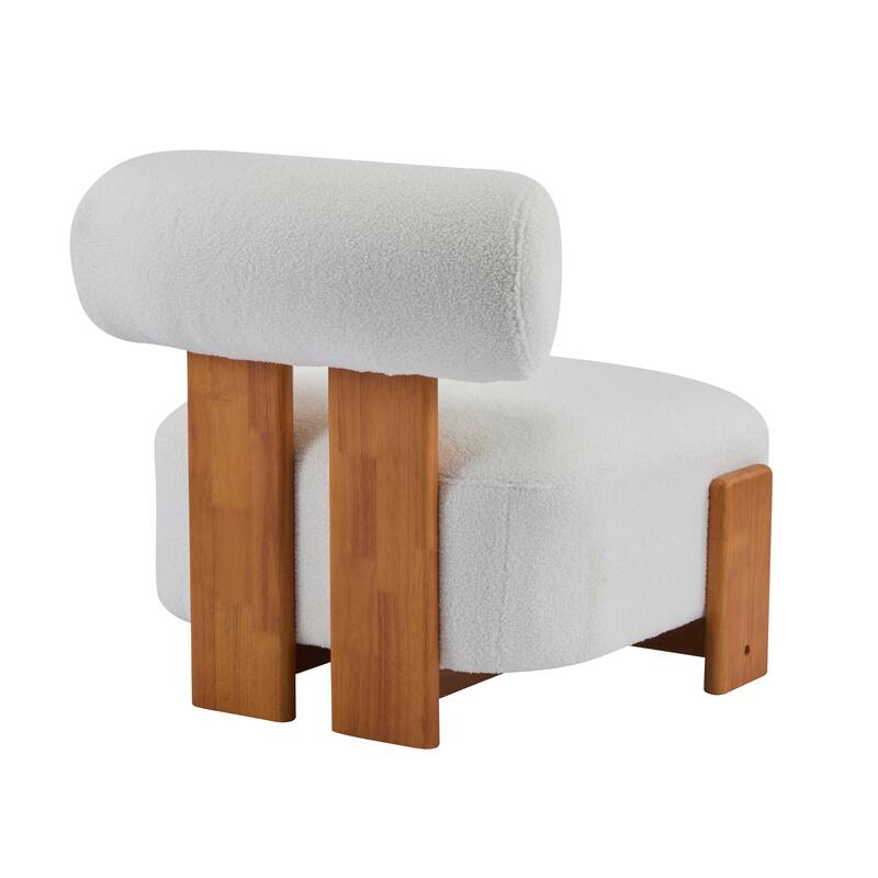 Side Chair Office Chair Coffee Chair Natural Beige Armless Chair Vanity Chair Dressing Chair with Wood Legs