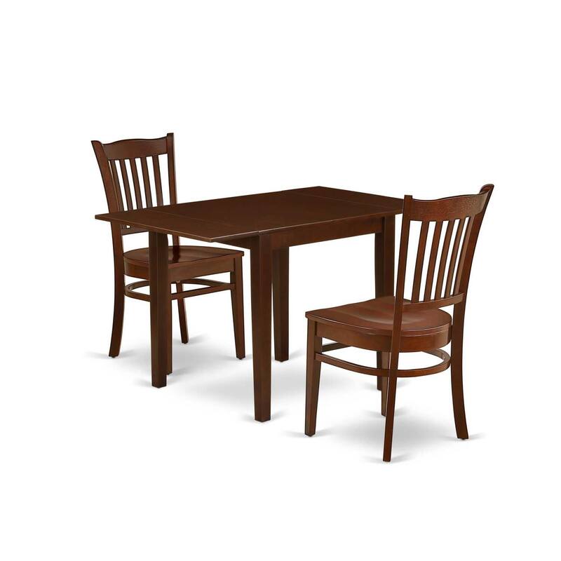HomeStock 3-Pc Mahogany Finish Solid Wood Top Dining Table Set