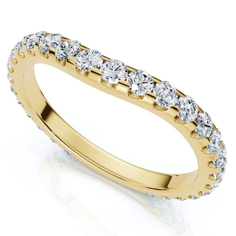 Bliss Diamond 5/8Ct Curved Diamond Wedding Anniversary Matching Band Gold Ring Lab Grown - 5 - Yellow
